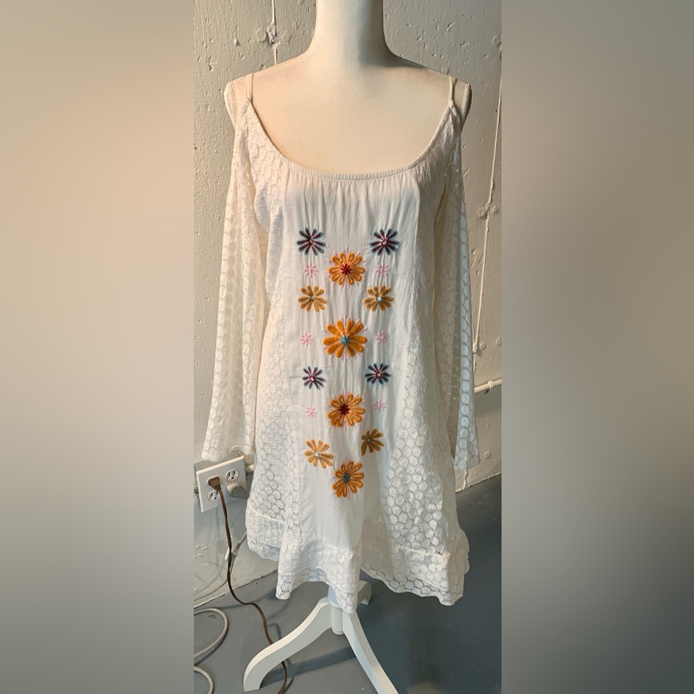 R Cinco Ranch cold shoulder bell sleeved dress